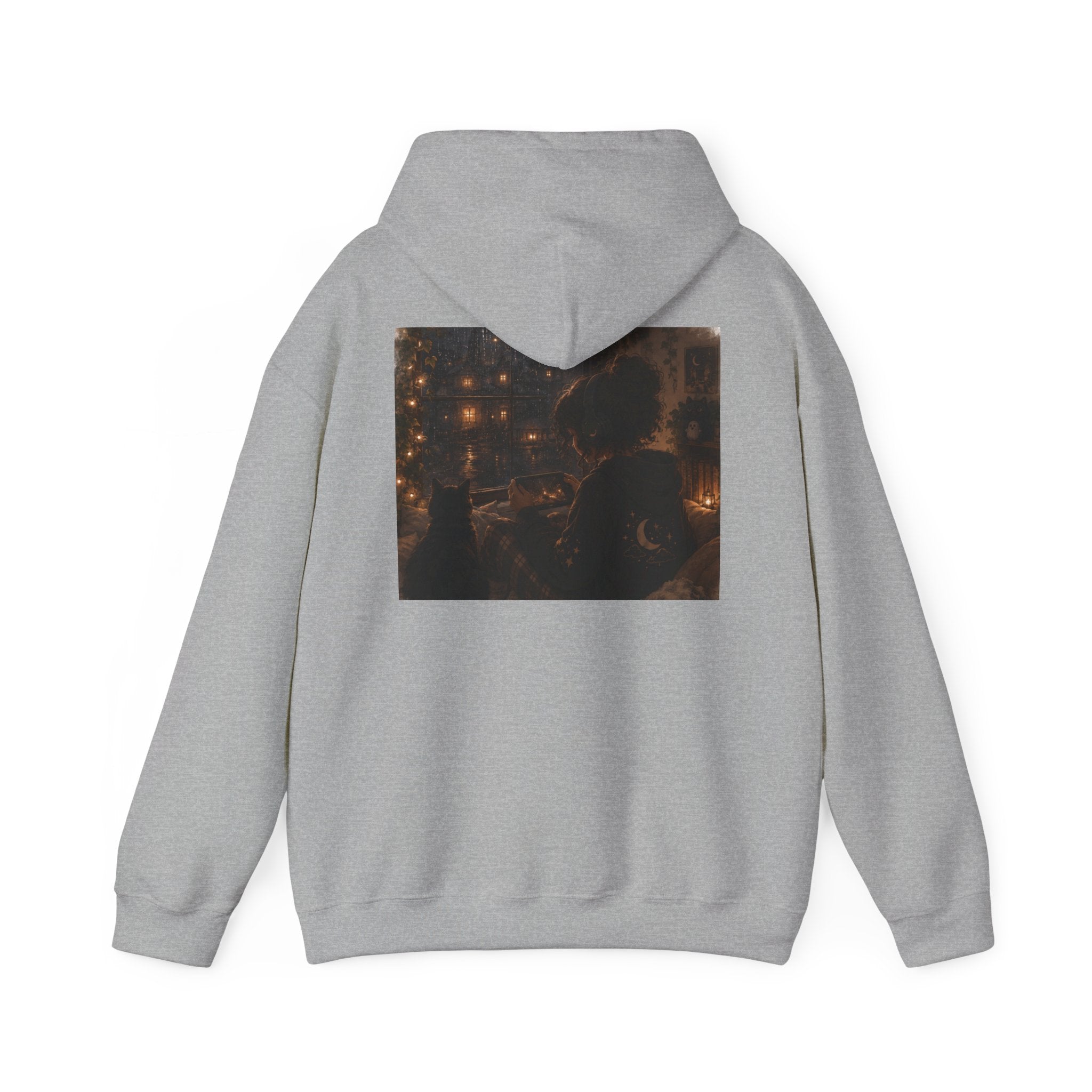 Cozy Gamer Hoodie | Rainy Night Cat Lover Design