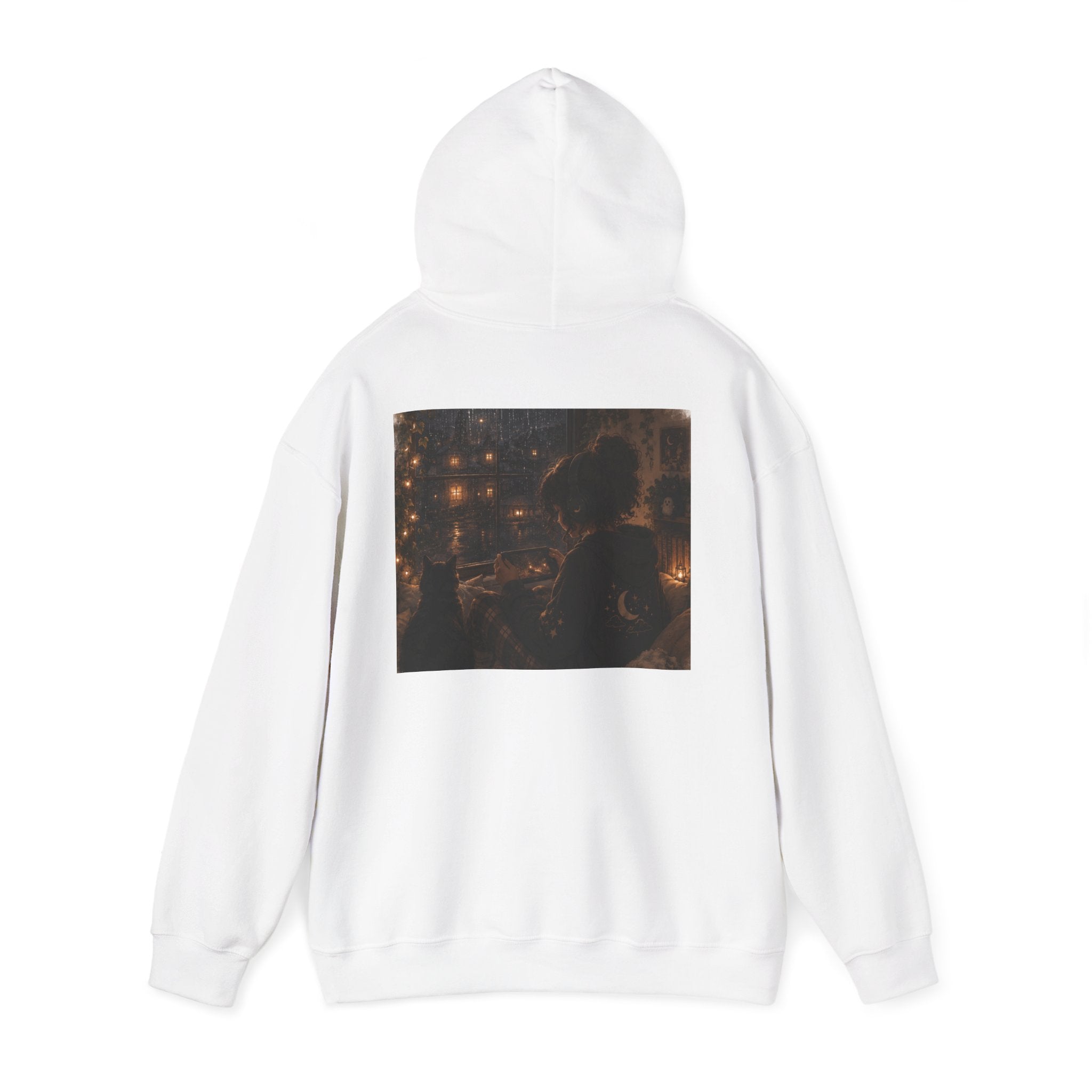 Cozy Gamer Hoodie | Rainy Night Cat Lover Design