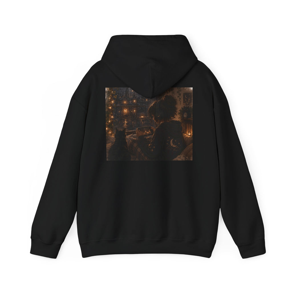 Cozy Gamer Hoodie | Rainy Night Cat Lover Design